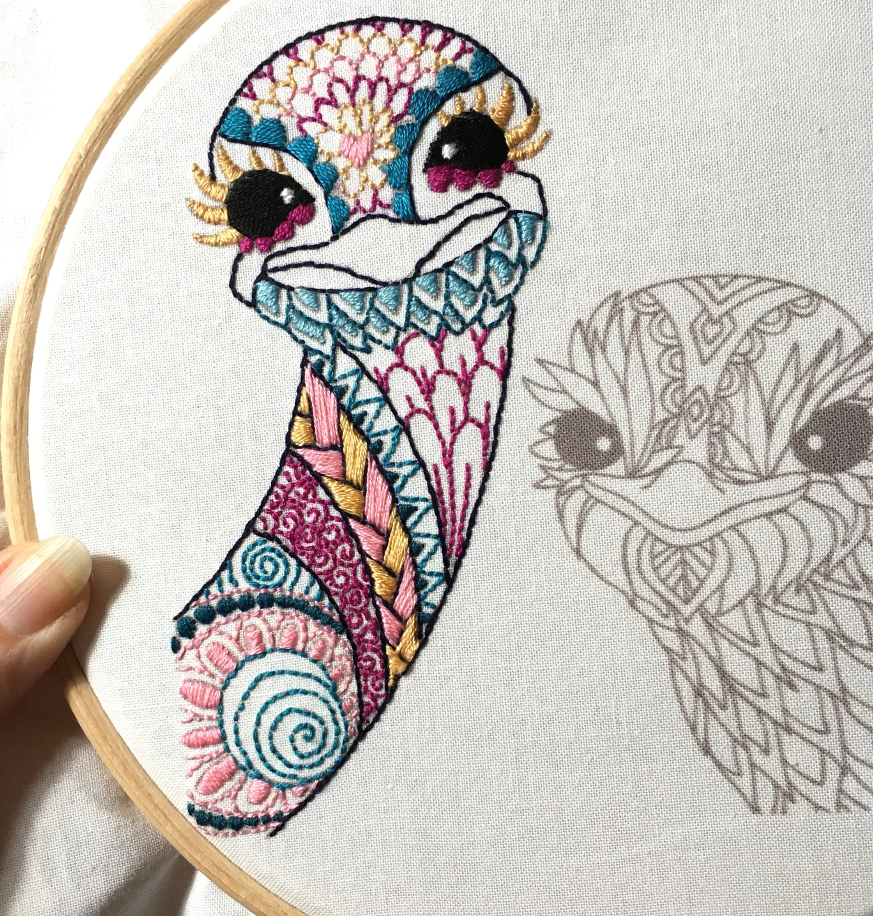 Cinnamon Stitching | Ostrich Embroidery kit - Image 4