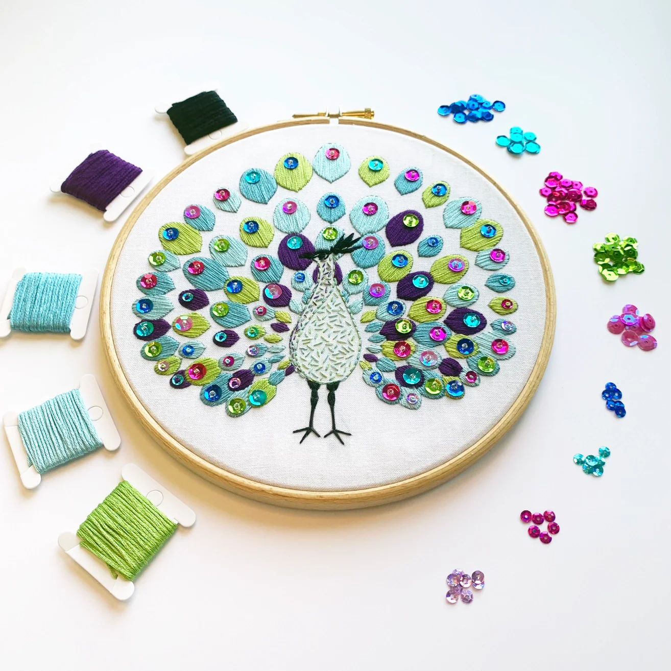 Cinnamon Stitching | Peacock Embroidery kit - Image 3