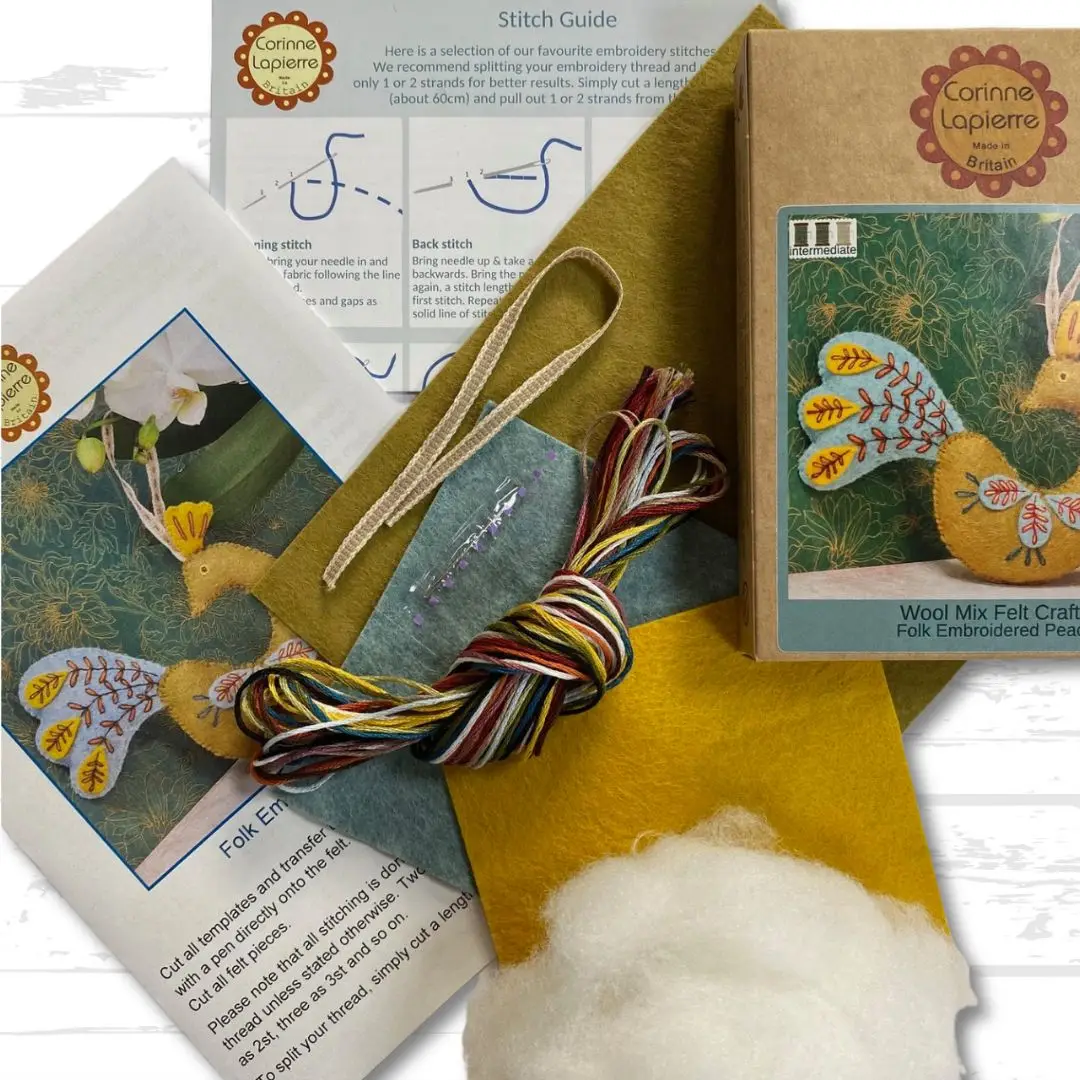Corinne Lapierre Felt Kit | Embroidered Peacock